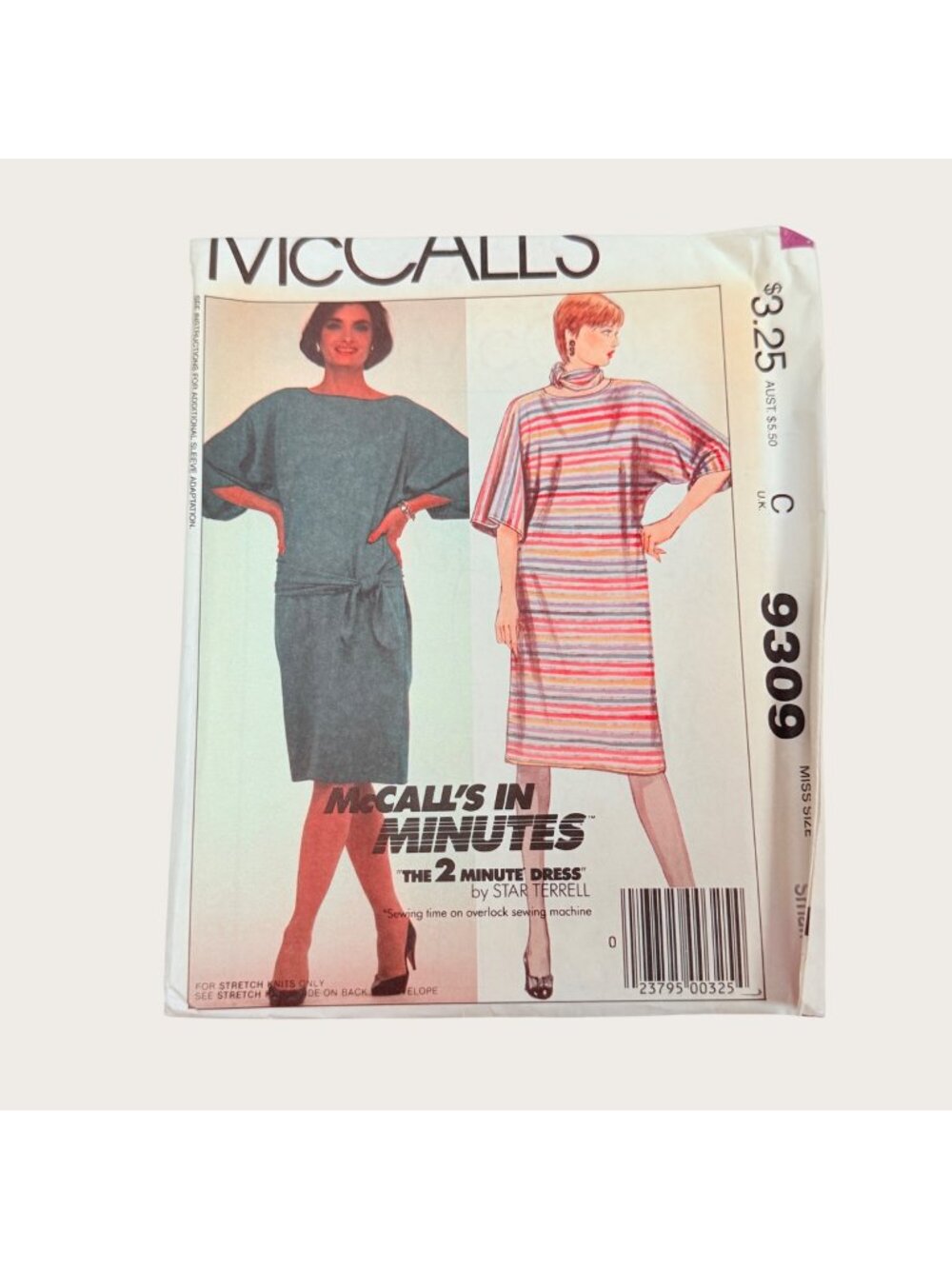 Vintage 1980s McCalls Sewing Pattern 9309 Misses Dress Tie Size Small Uncut